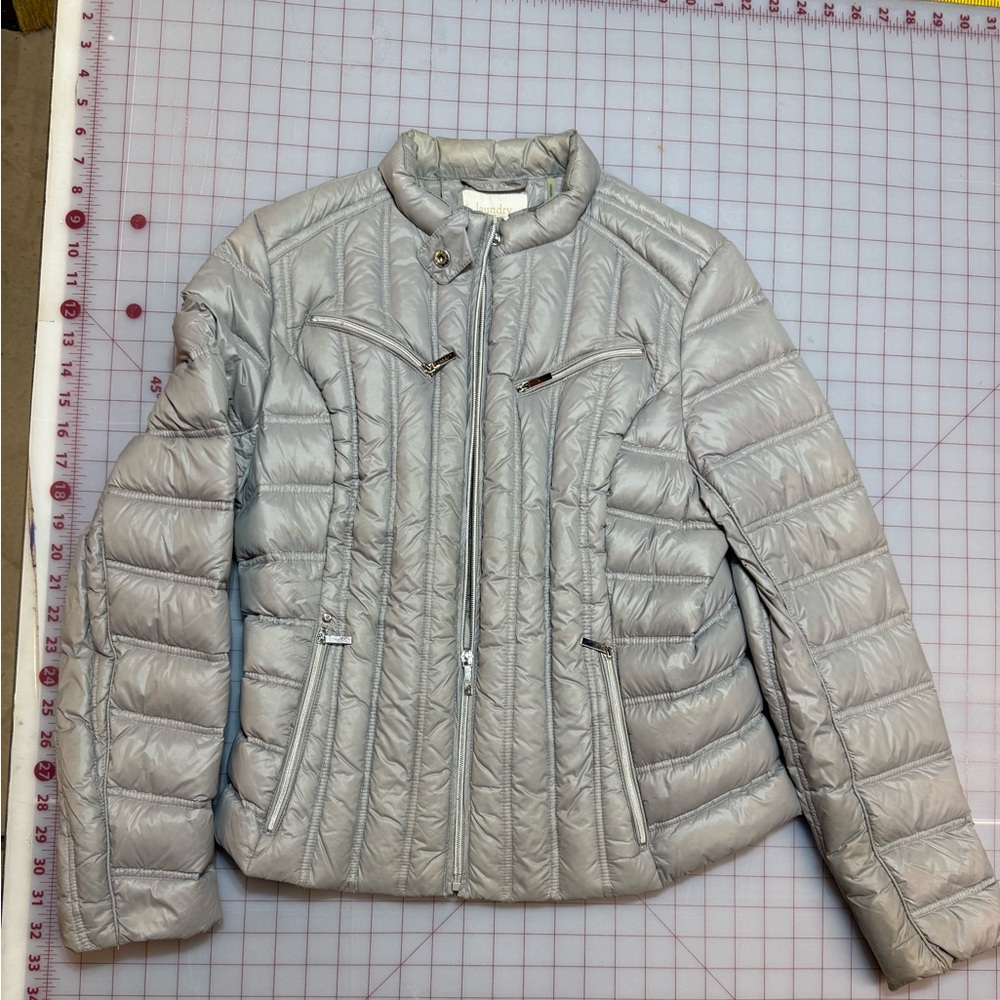 Laundry By Shelli Segal Metallic Gray Puffer Jacket
